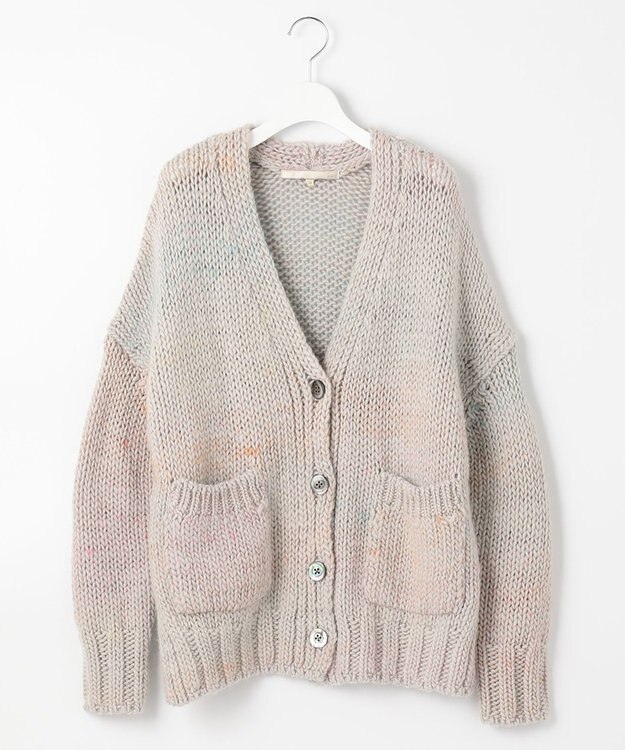 自由区 【Sサイズ有】ボタニカルダイ Vネックカーディガン ベージュ系1