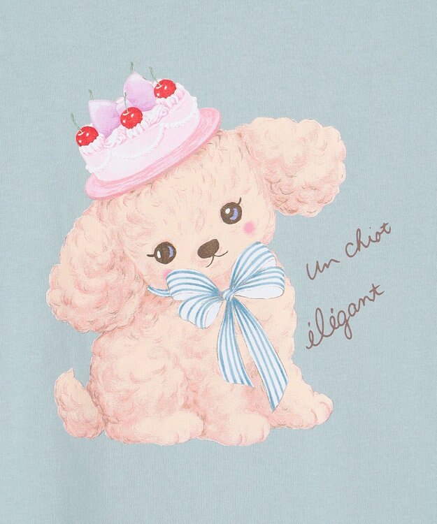 ANY KIDS アニマルモチーフ長袖Tシャツ ミント×トイプードル