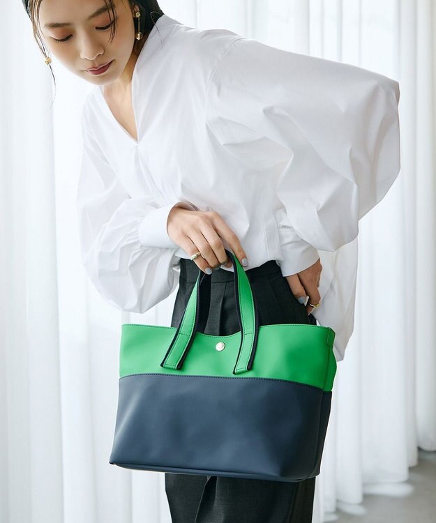 TOPKAPI 【Breath TOPKAPI】Bright ブライト カラーブロックミニ トートバッグ グリーン