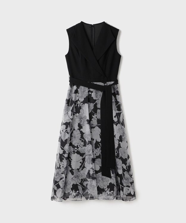 GRACE CONTINENTAL カシュクールフラワープリントワンピース ブラック