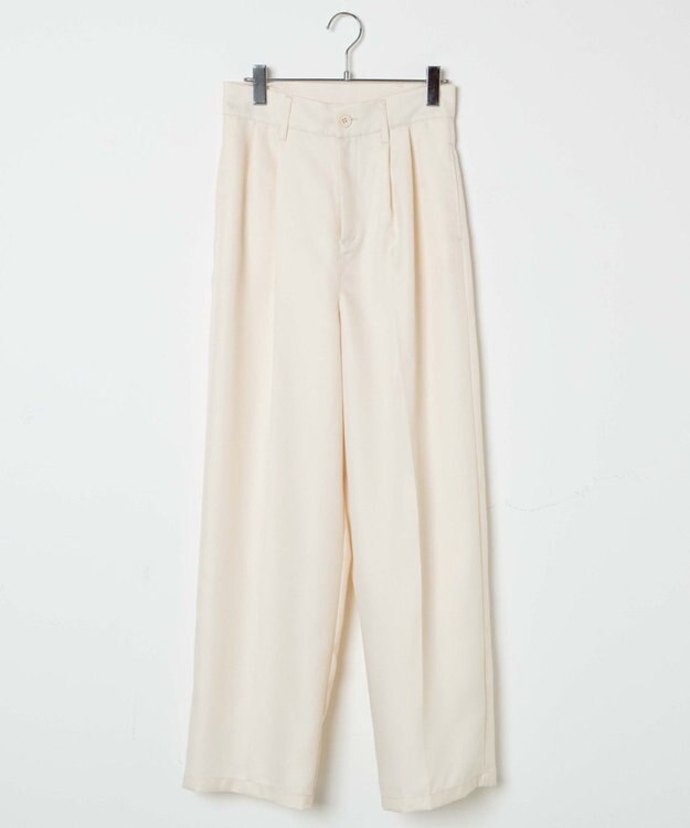 WEGO 【手洗い可】ハイウエストセンタープレスワイドパンツ ホワイトアイボリー