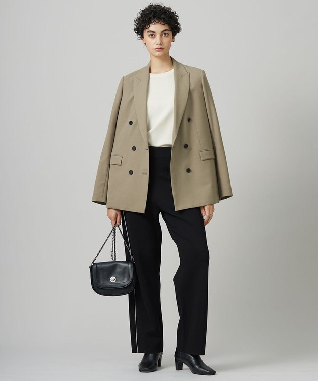 ICB 【洗える】シンセティックダブルフェイス  ニットトラックパンツ ブラック系