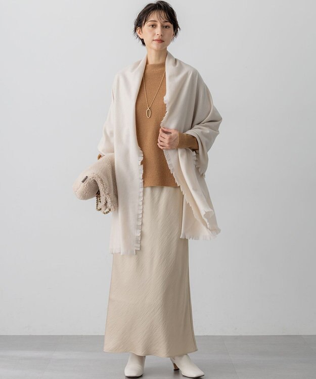 23区 【洗える】ウールカシミヤラメ ドルマンスリーブ ニット キャメル系