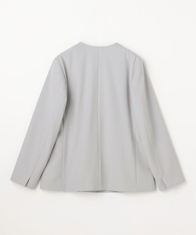 ANY L イージーケアライトストレッチノーカラージャケット ライトグレー