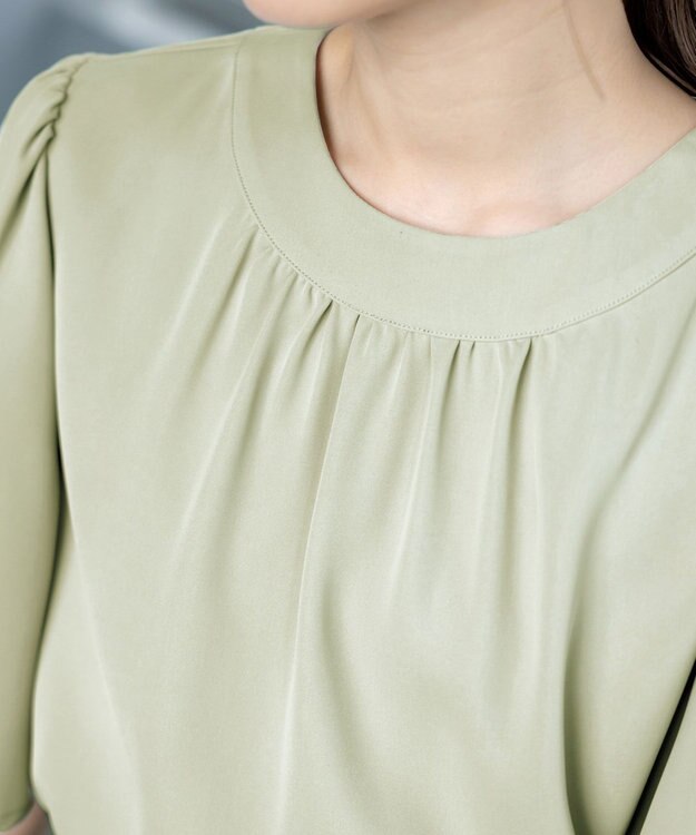 Tiaclasse 【洗える】5分丈フレアスリーブブラウス ミント