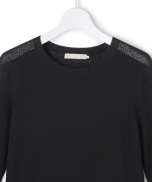 ICB L 【先行予約】 リネンブレンドシアー クルーネックリブニット ブラック