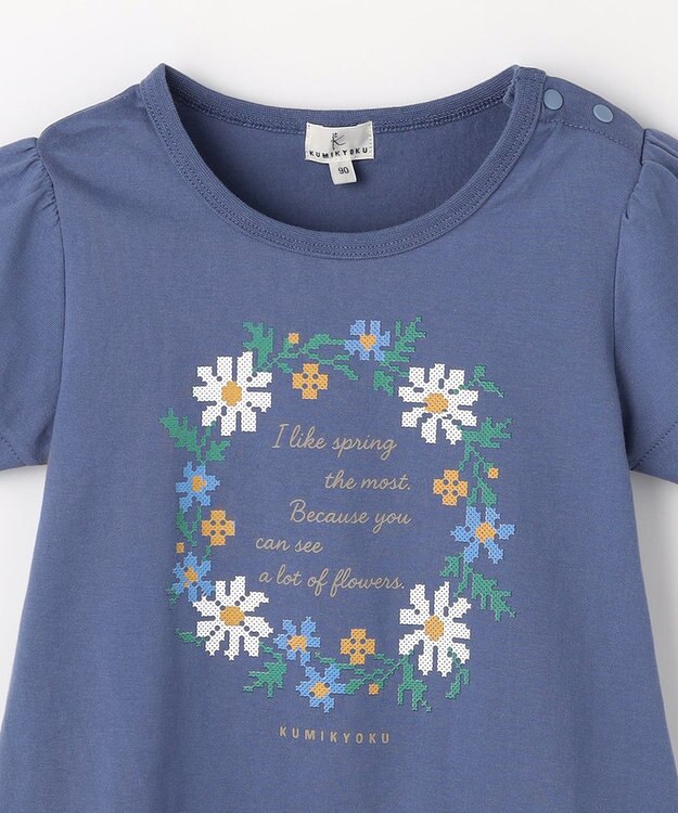組曲 KIDS 【90-100㎝】 フラワーリースTeeシャツ ブルー