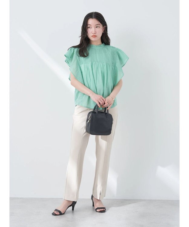 earth music&ecology カットツイルスリットセミフレアパンツ Beige