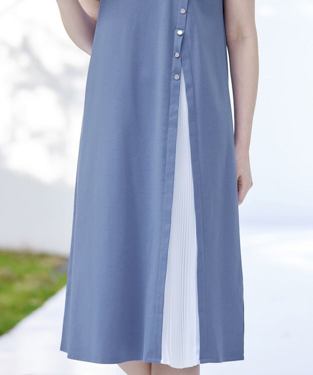 Tiaclasse 【UVケア・接触冷感】”あまラク” アシメプリーツカットソーワンピース ブルー