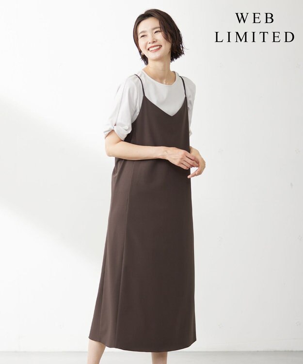 J.PRESS LADIES S 【WEB限定】サイロドライギャバ2wayストレッチ キャミワンピース ブラウン系