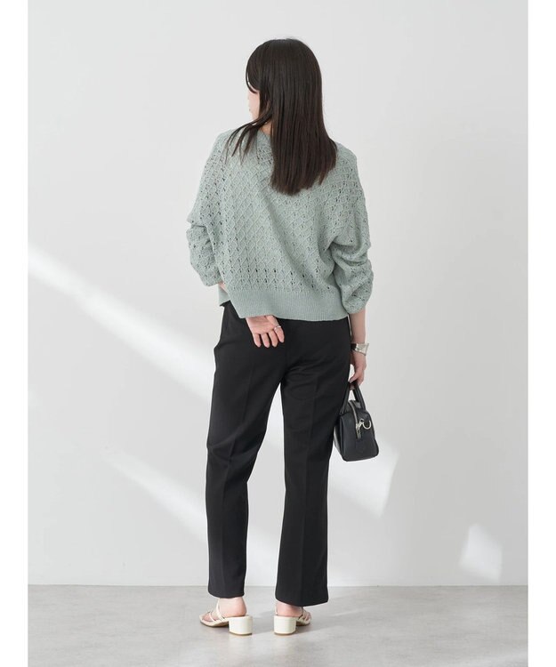 earth music&ecology 透かし編みテープヤーンカーディガン Pink