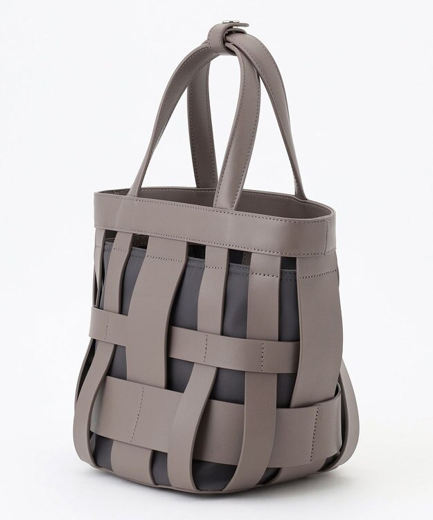 Y'SACCS 【リサイクルレザー】メッシュかごバッグ　small グレージュ×グレージュ