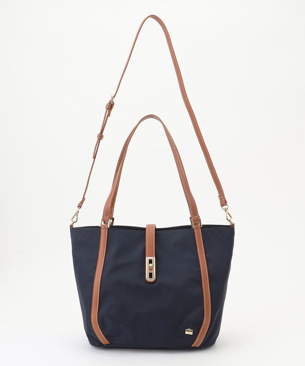 LA BAGAGERIE ひねり金具付きエレガンストート　Mサイズ ネイビー