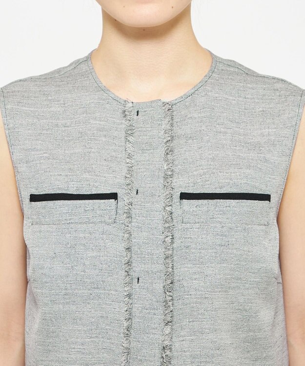 uncrave リネンライクツイル ジレブラウス グレー