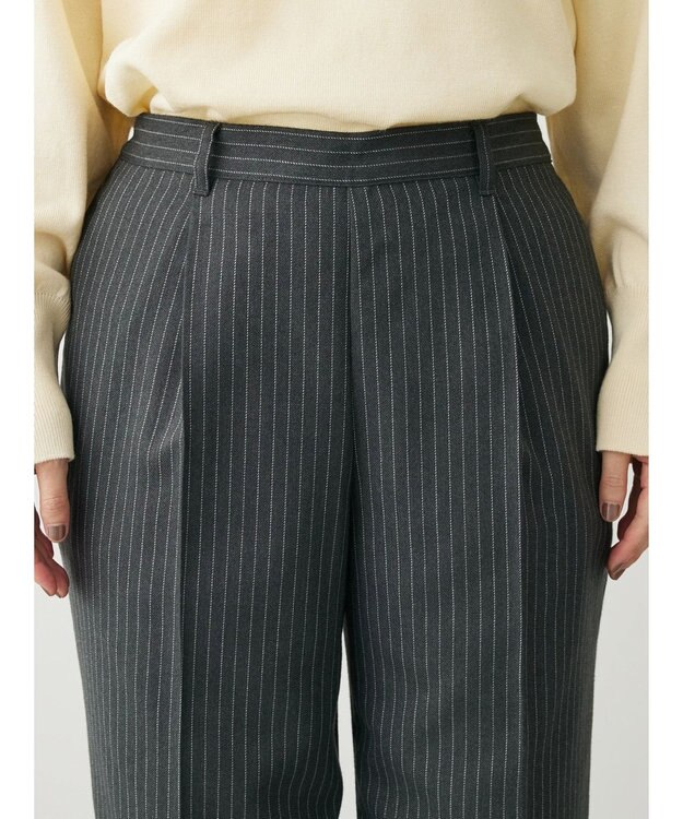 Green Parks 柄テーパードパンツ Stripe Gray