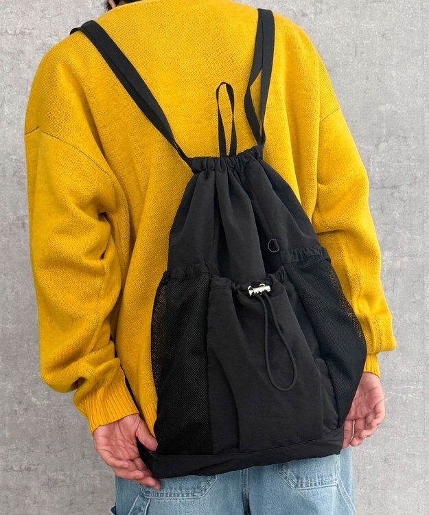 WEGO 【ユニセックス着用ITEM】メッシュポケットナップサック ブラック