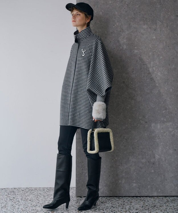 ICB WoolRever ポンチョコート チェック系