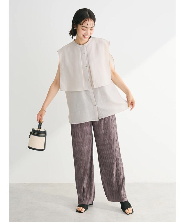 Green Parks レイヤードノースリーブブラウス Light Gray