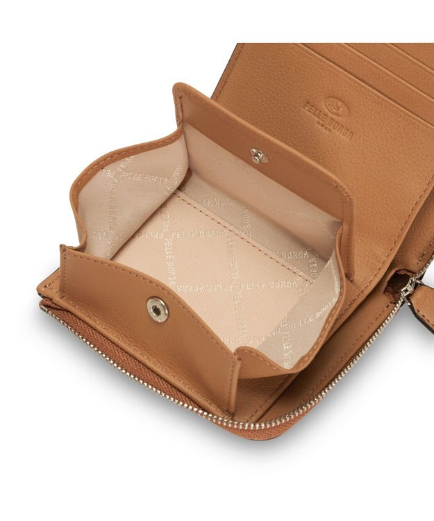 PELLE BORSA メッシュL字ファスナーミニ財布 Chrono Weave クロノウィーブ 5842 キャメル