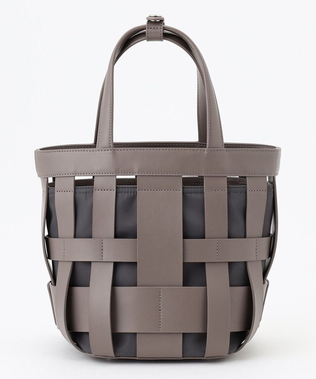 Y'SACCS 【リサイクルレザー】メッシュかごバッグ　small グレージュ×グレージュ