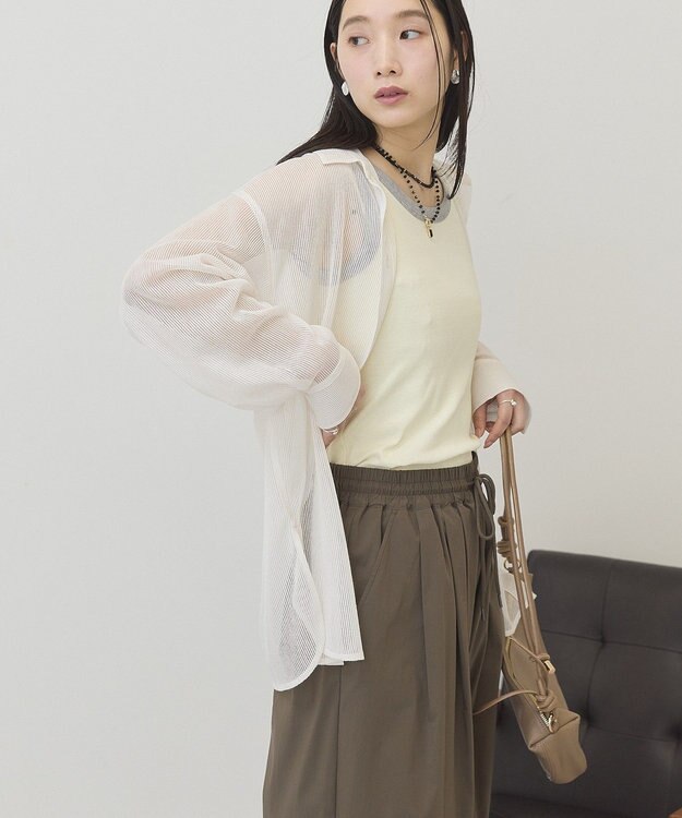 AMERICAN HOLIC メッシュ長袖シャツ Ivory