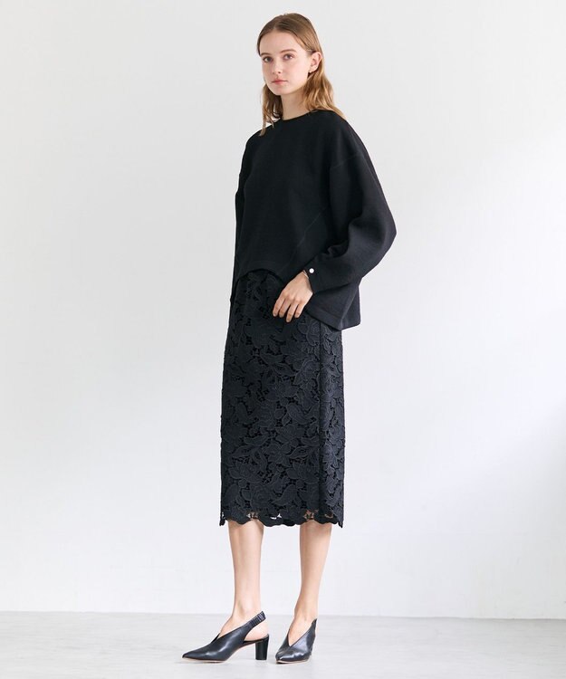 BEIGE， CITRINE / エンブロイダリーレースイージースカート Black