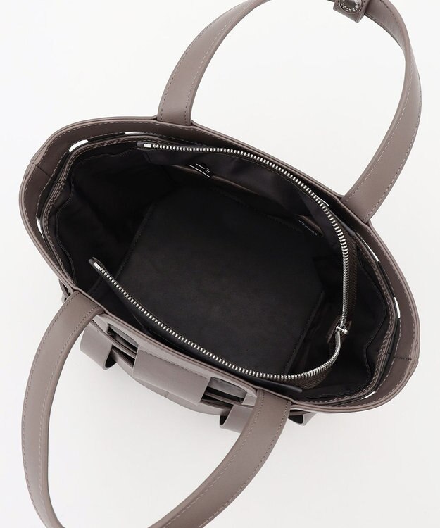 Y'SACCS 【リサイクルレザー】メッシュかごバッグ　small グレージュ×グレージュ