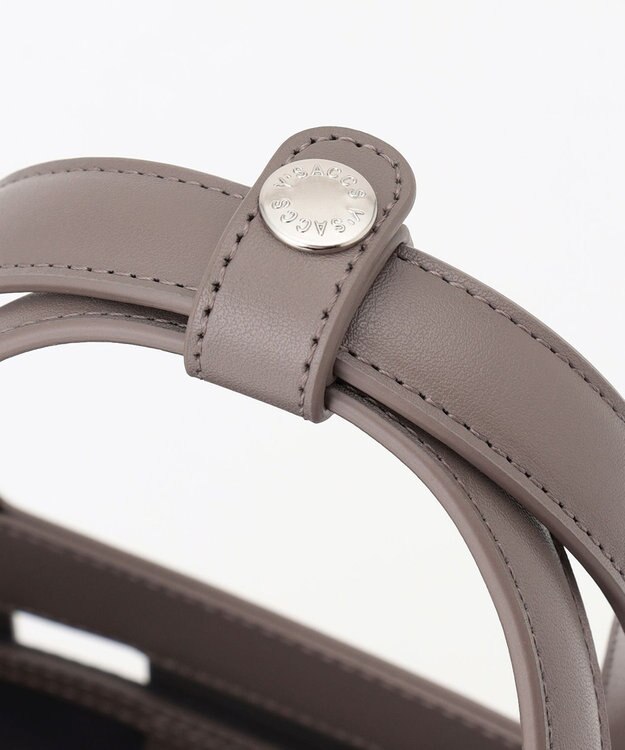 Y'SACCS 【リサイクルレザー】メッシュかごバッグ　small グレージュ×グレージュ