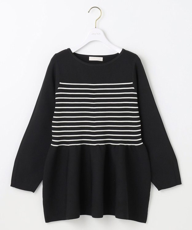 ANY SIS 【洗える】スポンディッシュペプラム ニット ブラック×オフ