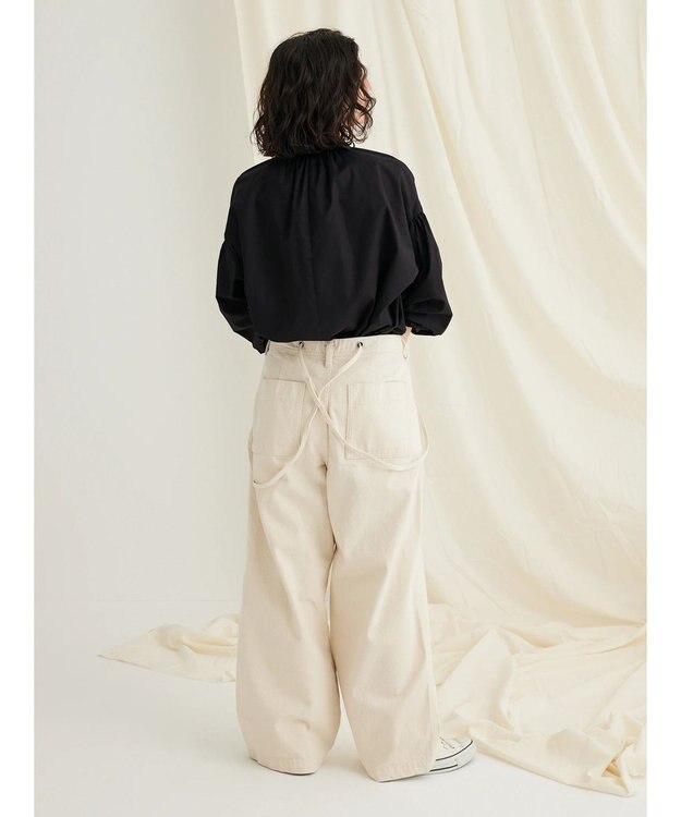 CRAFT STANDARD BOUTIQUE パールボタンピコフリルブラウス Black