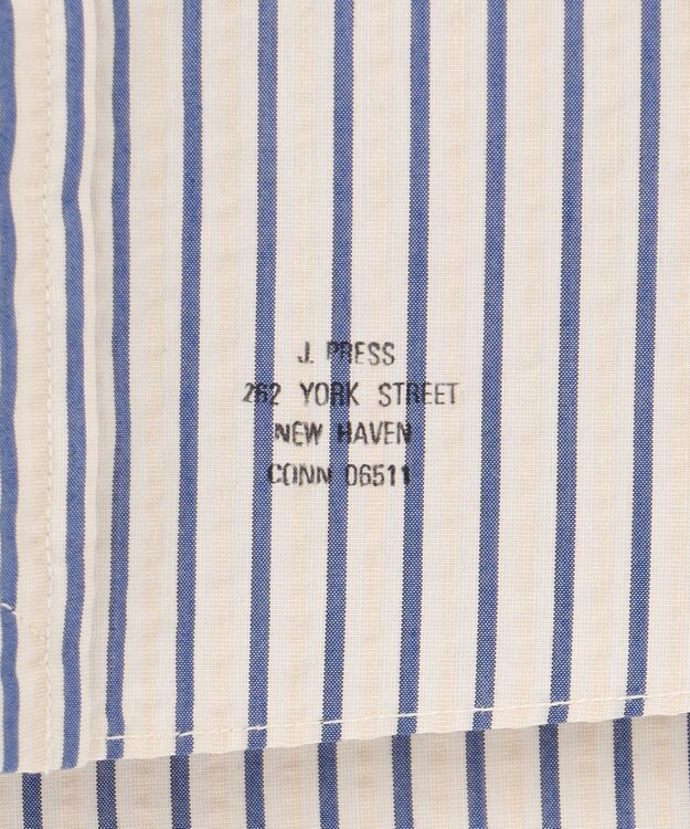 J.PRESS MEN 【クールマックス】サッカー マルチストライプ バンドカラーシャツ ベージュ系1