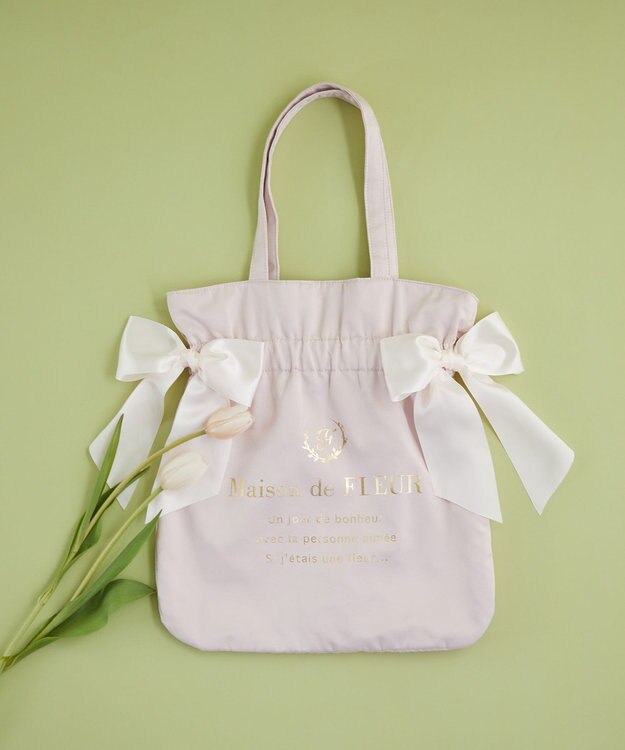 Maison de FLEUR ダブルリボンギャザートートバッグ Light Pink
