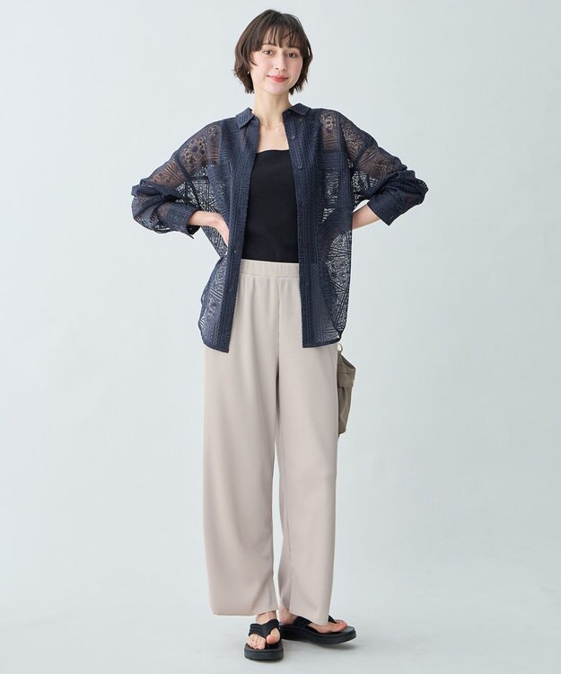 ANY L テレコイージーパンツ ライトベージュ