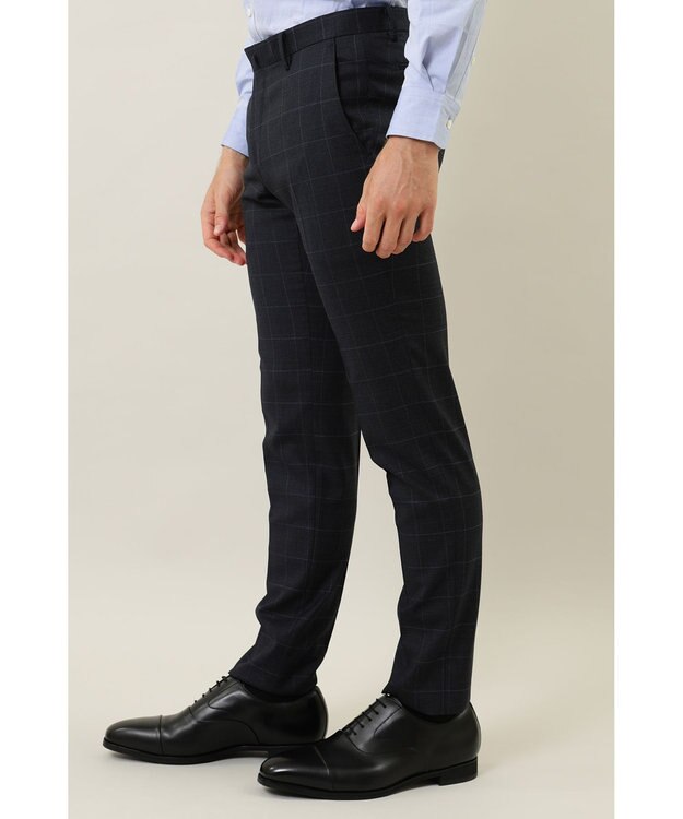 DAKS ウールチェックパンツ ネイビー