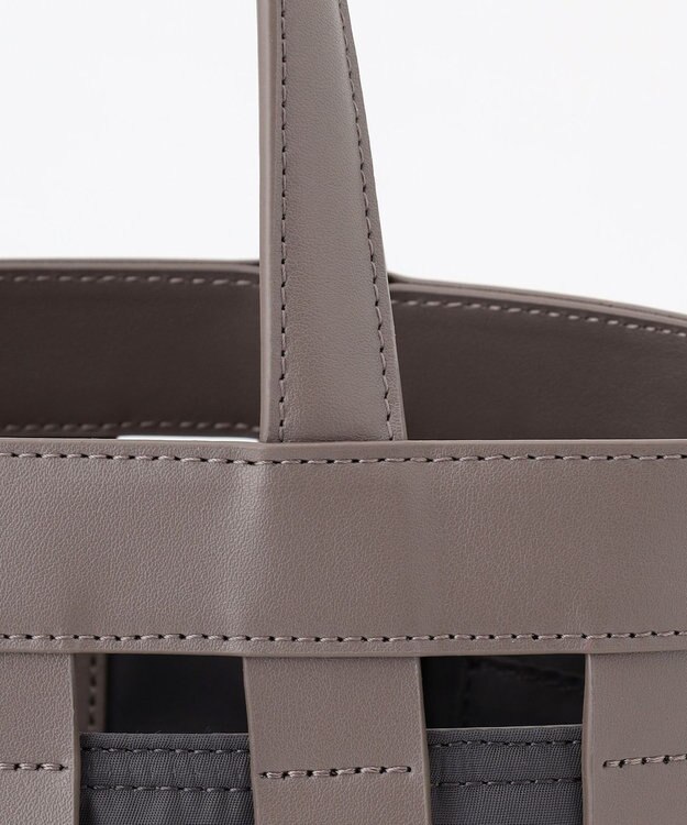 Y'SACCS 【リサイクルレザー】メッシュかごバッグ　small グレージュ×グレージュ