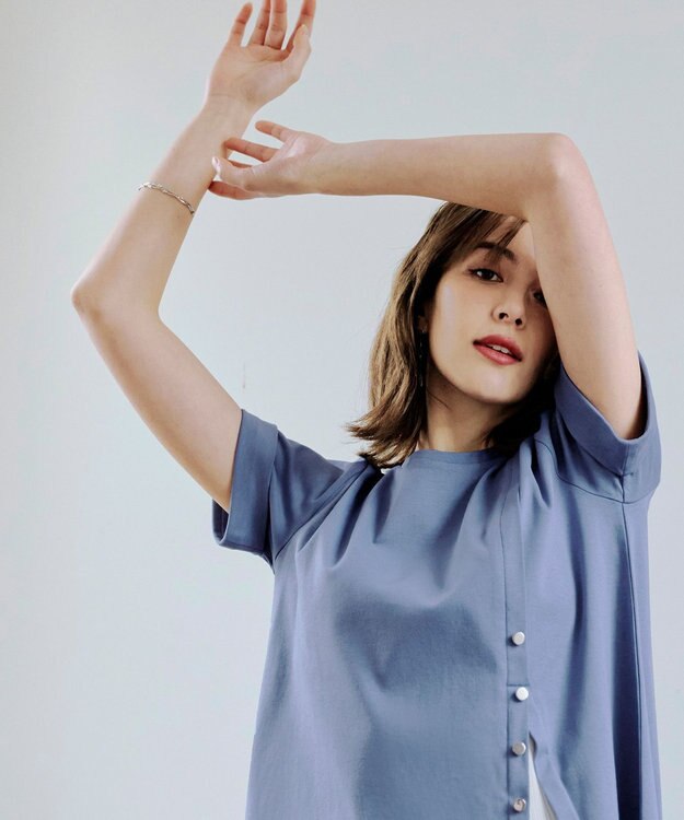 Tiaclasse 【UVケア・接触冷感】”あまラク” アシメプリーツカットソーワンピース ブルー