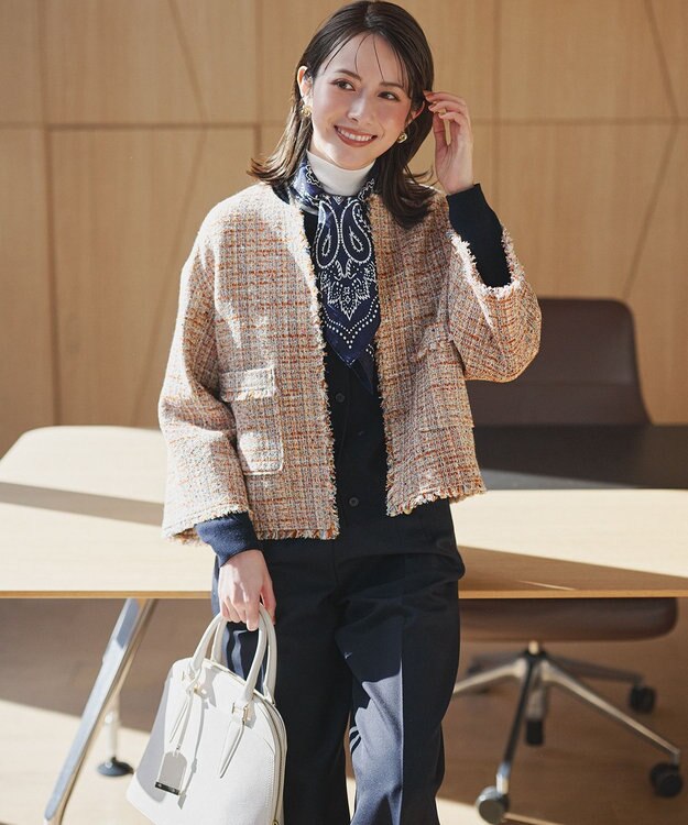 23区 S 【CLASSY.掲載/洗える】スムージーコットン タートルネック ニット ホワイト系