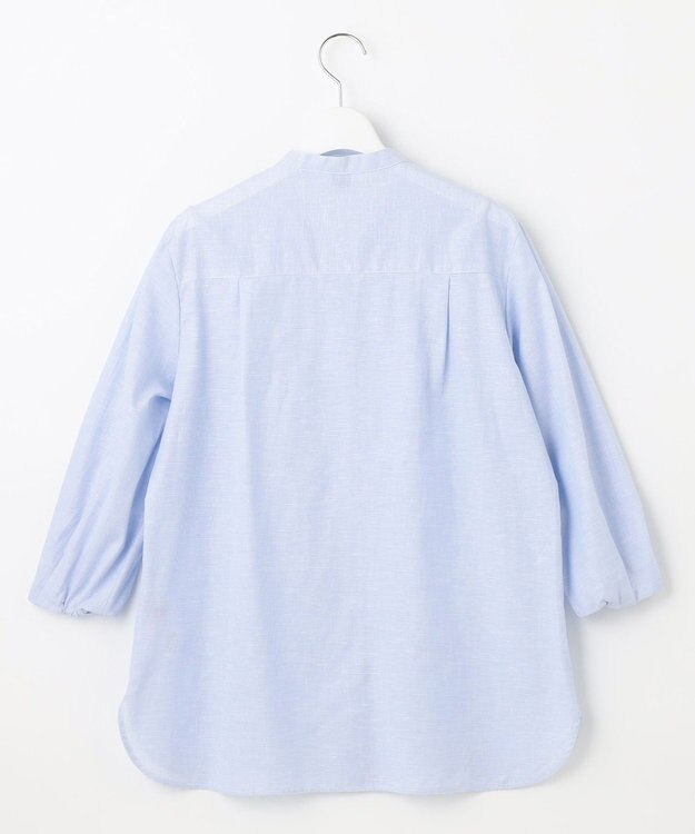 J.PRESS LADIES L 【洗える・吸水】 BEZピンチェック スタンドカラー ブラウス サックスブルー系3