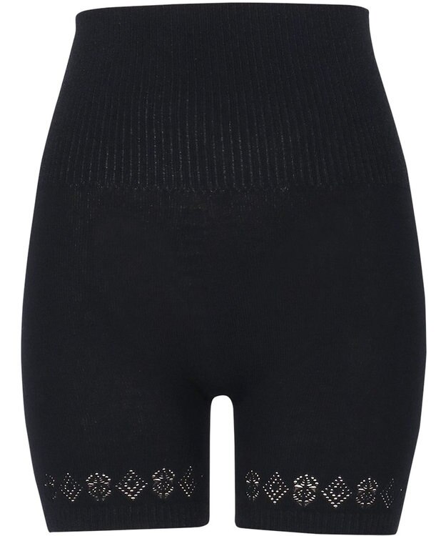 Wing 腹巻き付きオーバーパンツ 薄手 あたたかい 軽いはきごこち やさしい肌あたり ３分丈 毛パン 秋 冬 ER0813 ウイング／ワコール ブラック