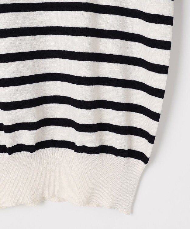 Feroux 【洗える】袖フレアボーダー ニット ホワイト系1