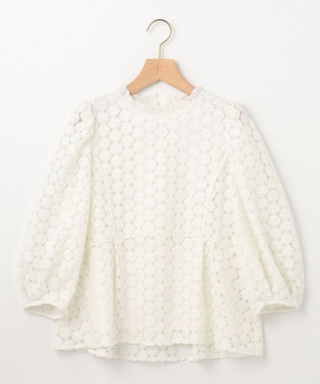 組曲 S 【WEB限定】フラワーレース ペプラムトップス アイボリー系