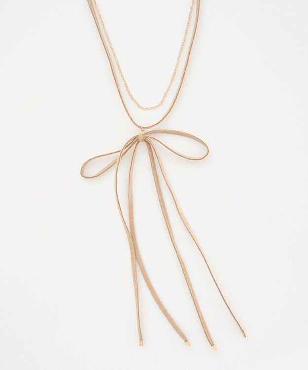 earth music&ecology スエードライクリボンネックレス Beige