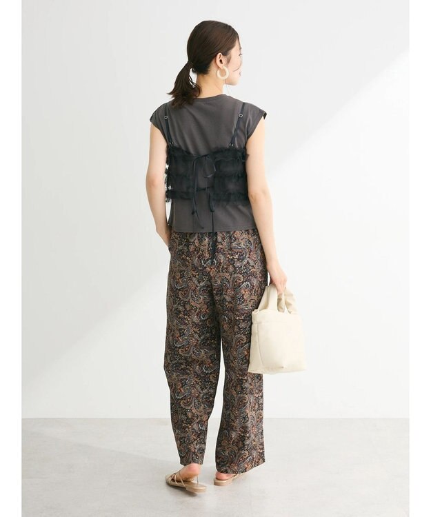 Green Parks ・ｓｗｉｎｇ　ｂｙ　ＳＥＴ２点チュールビスチェ＆フレンチＴ Charcoal Gray