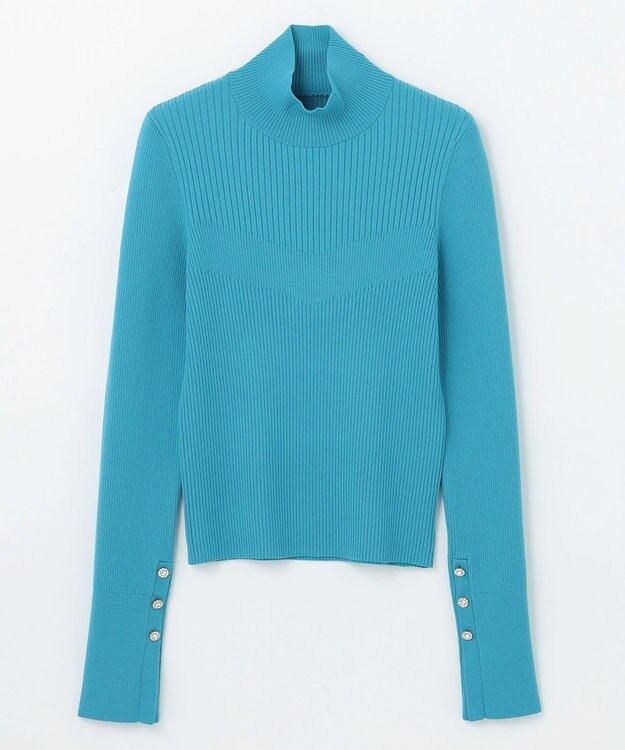 GRACE CONTINENTAL ビジューリブニットトップ ブルー