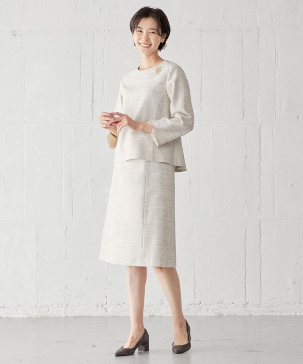 J.PRESS LADIES ライトツイードストレッチ スカート ベージュ系1