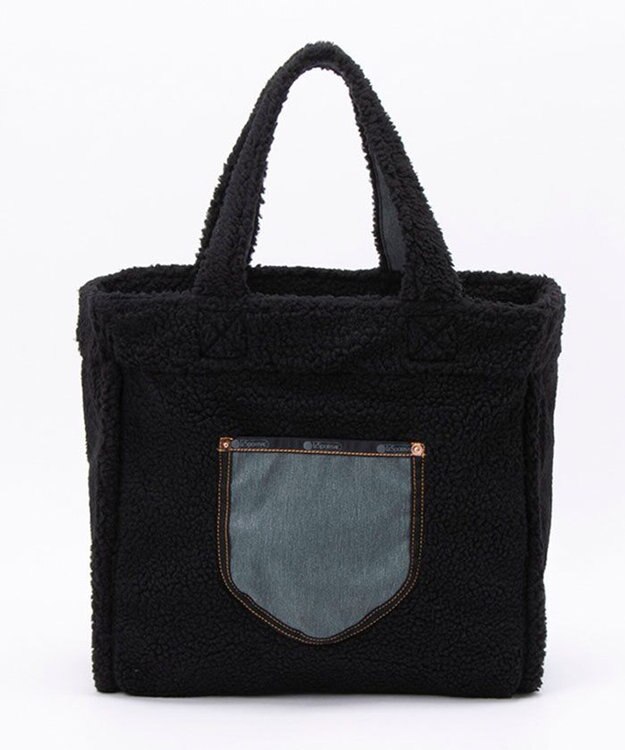 LeSportsac TWO WAY DENIM TOTE/ブラックデニム/ブラックシェルパ ブラックデニム/ブラックシェルパ