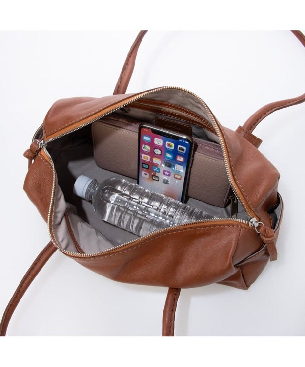 UNBILLION ペルケ perche / ソフトレザーワイドボストントート ブラウン