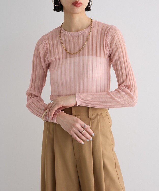 Green Parks シアーリブニット Pink