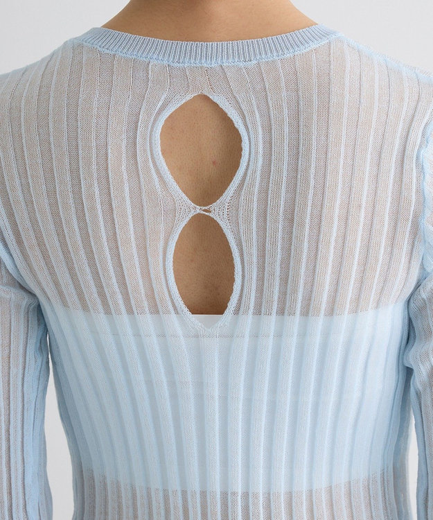 Green Parks シアーリブニット Sax