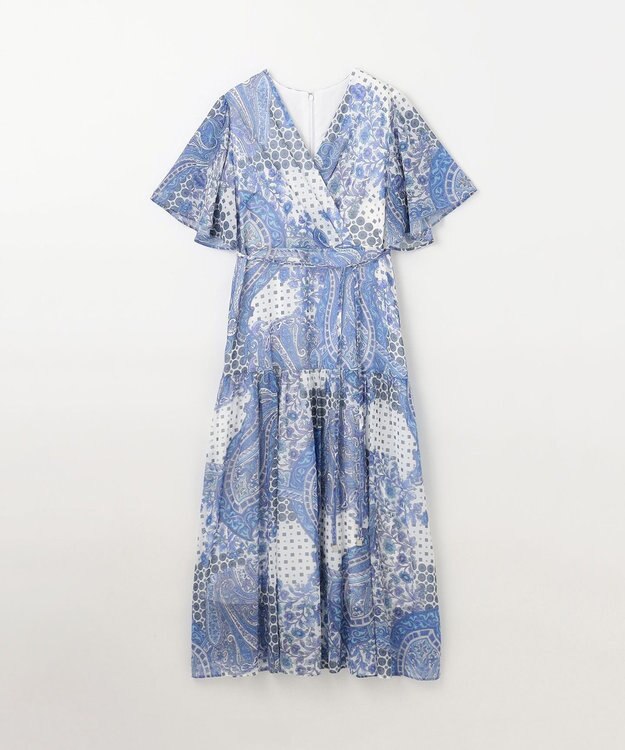 GRACE CONTINENTAL ペイズリーカシュクールワンピース ブルー